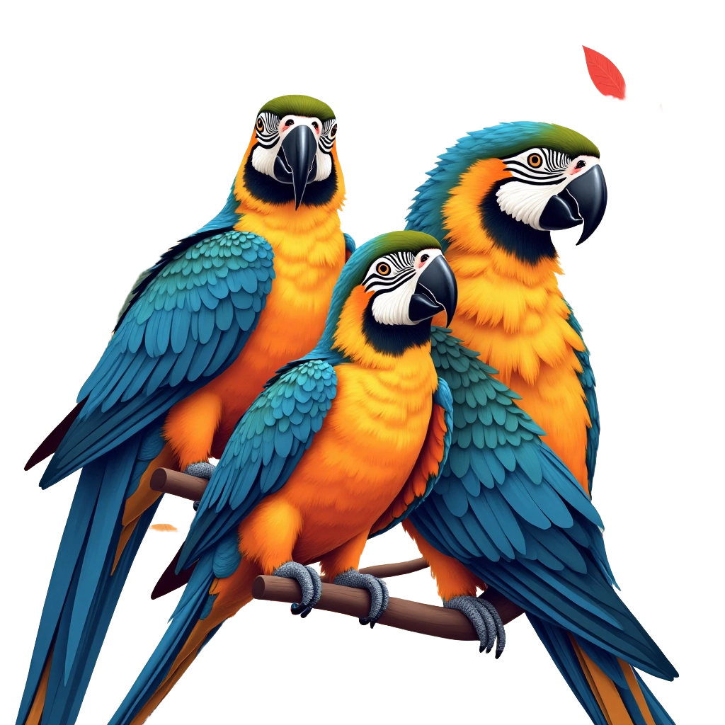 Three Colorful Parrots